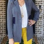 CAbi  Navy & Light Blue Checkup Blazer Style #5848 - size Medium Photo 0