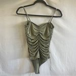 EXPRESS Body Contour Green Bodysuit Womens Size Small Ruching One Piece Feminine Photo 2