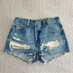Levi's Premium 501 High Rise Distressed Denim Shorts Button Fly Size 28 Photo 1