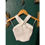Aritzia  Babaton Sculpt Knit Criss Cross White Tank Top Cropped Sz Small Photo 1