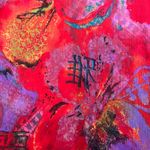 Chico's  Shirt Large Additions Art To Wear Bright Abstract Crinkle Sheer Button Up Photo 5