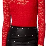 Material Girl Red Illusion Lace Bodysuit Photo 1