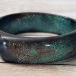 Vintage Bracelet / Bangle Stunning Peacock Tones Glitter Bangle Statement Photo 0