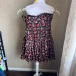 EXPRESS floral red and black strapless fitted ruffle mini dress | XS Photo 3