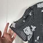 Spence Black Floral Lightweight Bow Tie Back Short Sleeve Blouse Medium M Flower Photo 5