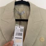 Mango NWT linen Beige Double-Breasted Blazer Photo 3