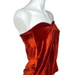 Reformation Women's Orange Velour Velvet Twist Front Strapless Tube Top Size 2 Photo 1