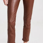 Mother The Mid Rise Dazzler Ankle Jeans Brown Wax On Wax Off Faux Leather 25 Photo 0