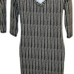 Philosophy  Abstract V-Back Bodycon Midi Dress Black Modal White M Photo 0