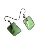 Sterling silver green Sea Glass Pineapple charm dangle earrings Photo 3