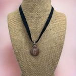 Vintage Sterling Silver Etched C Initial Collar Necklace Black Ribbon 16" Photo 1