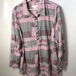 cj banks  Top Womens 2X Plus Size Pink Polka Dot Pop Over Pockets Tunic Patchwork Photo 0