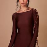 Marbl (Dubai Brand) Long Sleeve Chocolate Brown Silhouette Dress Size XS Photo 3