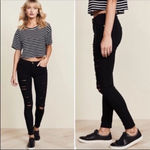 frame denim Frame • Le Skinny De Jeanne Black Film Noir Jeans Destructed Destroyed Photo 1