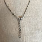 Silvertone heart charm dainty necklace with delicate white pearls on the chain Silver Photo 3