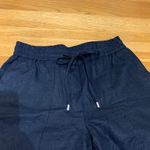 Nine West Womens Size XS Crop Pants Black Linen Blend Wide Leg Drawstring Waist Photo 1