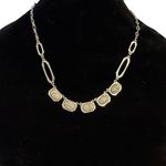 Silver tone marbled cabochon stone necklace Photo 0