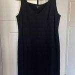 Eileen Fisher  Viscose Ponte Sheath V Neck Sleeveless Dress Black Photo 0