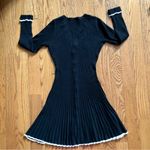 Taylor Ribbed Button Down Fit and Flare Long Sleeves Sweater Dress C Black SZ M Size M Photo 10