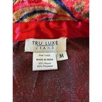Tru Luxe Jeans Boho Velvet Blouse M Red Gold Wavy Pattern Long Sleeve Tunic Top Size M Photo 4