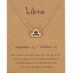 Libra Zodiac Sign Pendant Necklace Gold Photo 0