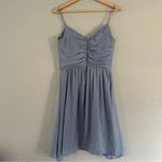 Banana Republic  Dusty Blue Mini Dress Formal Wedding Guest Evening 8 Photo 3