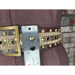 belt y2k leather studded crochet boho brown brass Photo 3