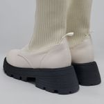 EGO Lucinda Off White Zip Front Knitted Ankle Biker Chunky Lug Sole Boots Size 9 Photo 11