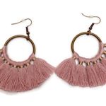Mauve Tassel Round Drop Earrings Purple Photo 1