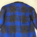 Armani Exchange  AX Coat Women's XS Oversized Blue‎ Black Plaid Wool Blend Jacket Photo 4