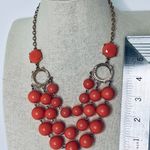 Statement Necklace Pink Coral Gold Tone, Earrings & 6 Gold Tone Bangle Bracelets Customer Jewelry Buy 3/$21 Photo 4