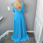 Azazie Sz 6 Light Blue Maxi Chiffon Dress with Slit Photo 3