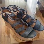 Steve Madden  “Brayla” Sandal espadrilles like denim material lace up sandals 6M Photo 0