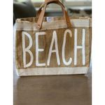 Santa Barbara Design Studio BEACH Bag Tote Jute Leather Handle NEW Without Tag Tan Photo 8