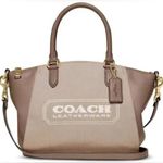 Coach NEW Badge Jacquard Elise Satchel Chalk Taupe w/o Strap! ONE OF A KIND Photo 0