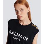 Balmain Paris Poplin Cotton Embossed Gold Metal Buttons Tank Top Black Womens 36 Photo 3