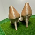 Adrianna Papell  Gold Champagne Rhinestone Peep Toe Heels Photo 6