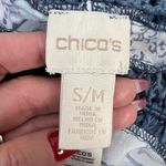 Chico's Chico’s Size S/M Kimono Floral Knit Trim Ruana Crochet Detail Blue Open Front Photo 4