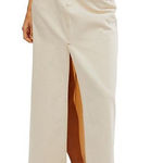 We The Free NWT  People Come As you Are Denim Maxi Skirt Ivory Size 6 Photo 0