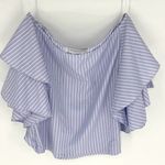 Child of the Universe Off the Shoulder Ruffle Sleeve Blue and White Stripe Top M Size M Photo 0