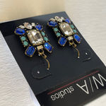 NWT Crystal Blue and Gold Statement Earrings Photo 1