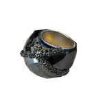 Swavorski Swarovski Nirvana Lucent Crystal Silk Cocktail Ring Size 58 / 8 – Black Shine Photo 4