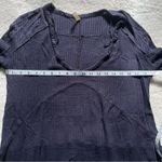 Free People  Waffle Knit V-neck Distressed Sweater in Navy XS - Oversized Photo 9