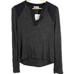 New LAMade Top Gray Ribbed Knit V Neck Long Sleeve Womens Small Black Photo 0