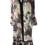 Beulah Dark Floral Maxi Dress Chiffon Size Medium Whimsical Feminine Boho Black Photo 1