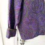 Linda Allard Ellen Tracy Purple Paisley Silk Quilted Vintage Rope Trim Jacket M Size M Photo 3