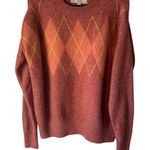 Loft  Argyle‎ Sweater Coral Pink Orange Small Knit Pullover Preppy Gilmore Girls Photo 0