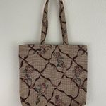 Vintage 90s Tan Brown Cherub Angels Tapestry Carpet Shoulder Shopping Tote Bag Photo 0