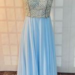 Windsor  Powder Blue Embellished Sleeveless Open Back Chiffon Prom Dress Size 3 Photo 0
