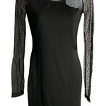Wet Seal Lace Cut Out Bodycon Dress M Black Stretch Knit Sheer Round Neck Mini Photo 0